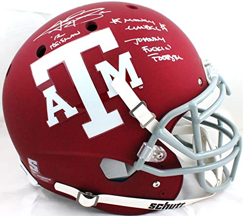 Johnny Manziel Autographed Texas A&M Schutt F/S Authentic Helmet W/3 Insc-Beckett W Hologram White - 757 Sports Collectibles