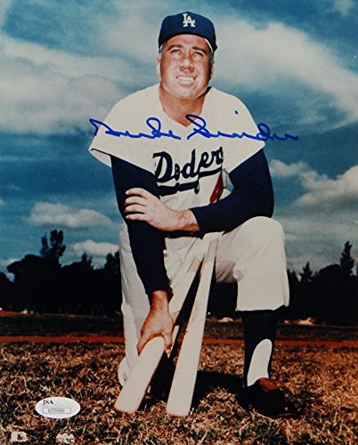 Duke Snider Autographed Dodgers 8x10 Color Kneeling Photo- JSA Auth Blue