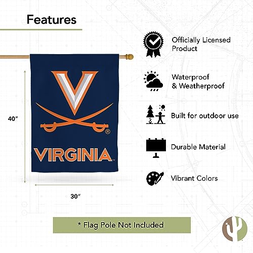 University of Virginia Flag Double Sided 3-Ply Cavaliers UVA Wahoos Flags Banners 100% Polyester Indoor Outdoor (House Flag A) - 757 Sports Collectibles