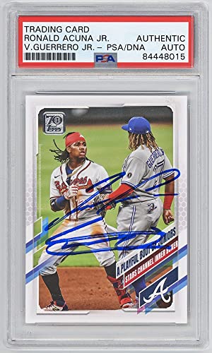 Ronald Acuna Jr/Vladimir Guerrero Jr 2021 Topps Playful Bout of Juniors Autograph Card - PSA/DNA - 757 Sports Collectibles