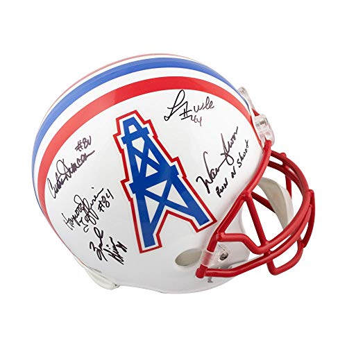 Run N Shoot Autographed Houston Oilers Full-Size Football Helmet - BAS (Red Facemask) - 757 Sports Collectibles