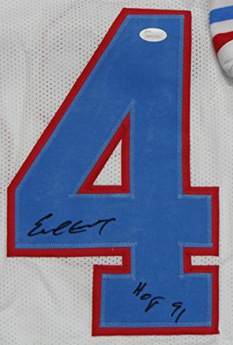 Earl Campbell Autographed White Pro Style Stat1 Jersey With HOF- JSA W Auth - 757 Sports Collectibles