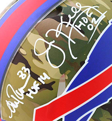 Kelly/Reed/Thomas Autographed Buffalo Bills F/S Camo Authentic Helmet w/HOF - JSA W White - 757 Sports Collectibles