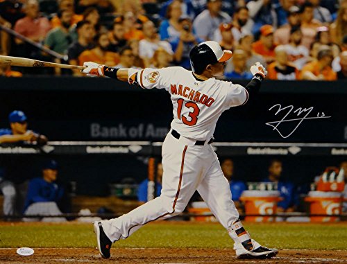 Manny Machado Signed Orioles 16x20 Batting Swing White Glove Photo- JSA W Auth