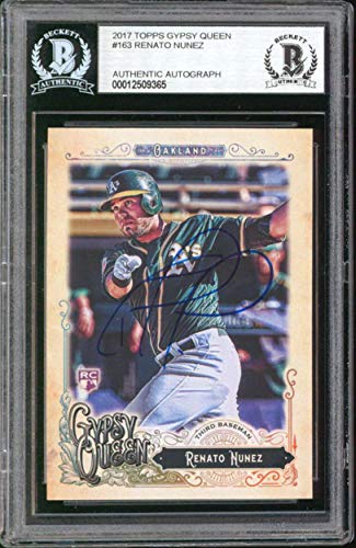 Athletics Renato Nunez Signed 2017 Topps Gypsy Queen #163 Rookie Card BAS Slab - 757 Sports Collectibles