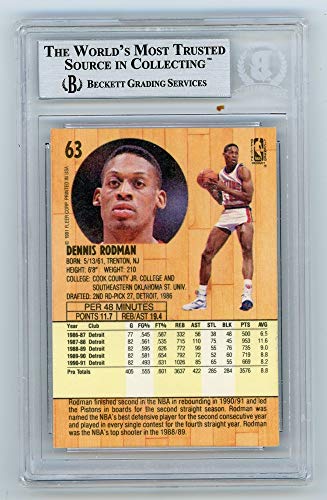 Dennis Rodman 1991-92 Fleer Autographed Card #63 - BAS - 757 Sports Collectibles