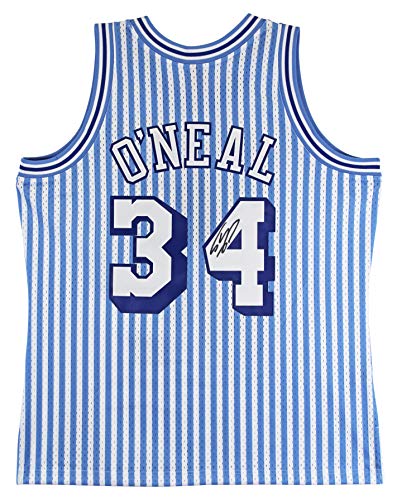 Lakers Shaquille O'Neal Signed B&W Striped 1996-97 M&N HWC Swingman Jersey BAS - 757 Sports Collectibles