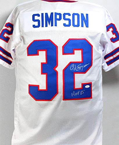 O. J. Simpson Autographed White Pro Style Jersey w/HOF- JSA Witnessed Silver - 757 Sports Collectibles