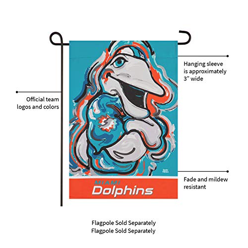 Team Sports America Miami Dolphins Suede Garden Flag 12.5 x 18 Inches Justin Patten - 757 Sports Collectibles