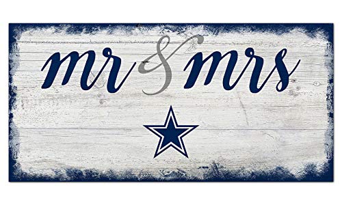 Fan Creations NFL Dallas Cowboys Unisex Dallas Cowboys Script Mr & Mrs Sign, Team Color, 6 x 12 (N1074-DAL) - 757 Sports Collectibles