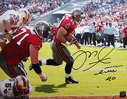 Mike Alstott Autographed Bucs Running Vs 49ers 16x20 HM Photo- Beckett W Black - 757 Sports Collectibles