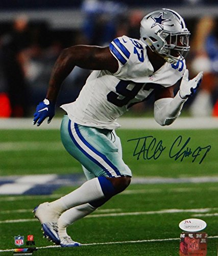 Taco Charlton Autographed Cowboys 8x10 Rushing PF Photo- JSA W Auth Blue