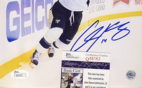 Chris Kunitz Pittsburgh Penguins White Jersey Signed 8X10 Color Photo JSA 136817 - 757 Sports Collectibles