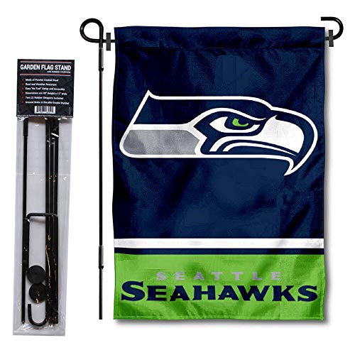 WinCraft Seattle Seahawks Garden Flag with Stand Holder - 757 Sports Collectibles