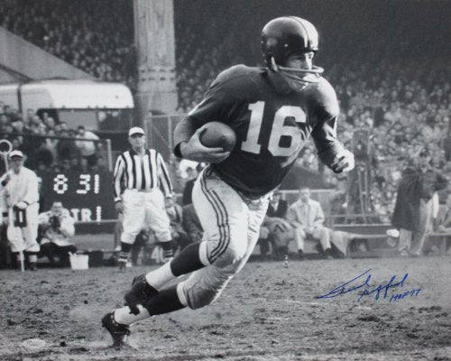 Frank Gifford HOF Autographed 16x20 BW Running Photo- JSA W Authenticated