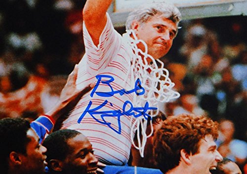 Bob Knight Autographed Indiana 8x10 Photo Cutting Down Net-JSA W Auth Blue - 757 Sports Collectibles