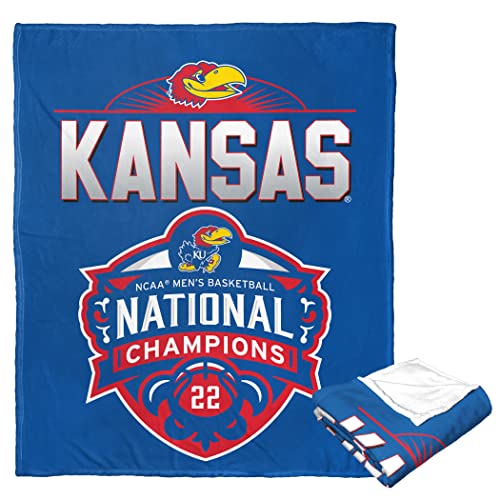 Northwest NCAA Kansas Jayhawks 2022 National Basketball Champions Silk Touch Throw Blanket, 50" x 60", Leader - 757 Sports Collectibles