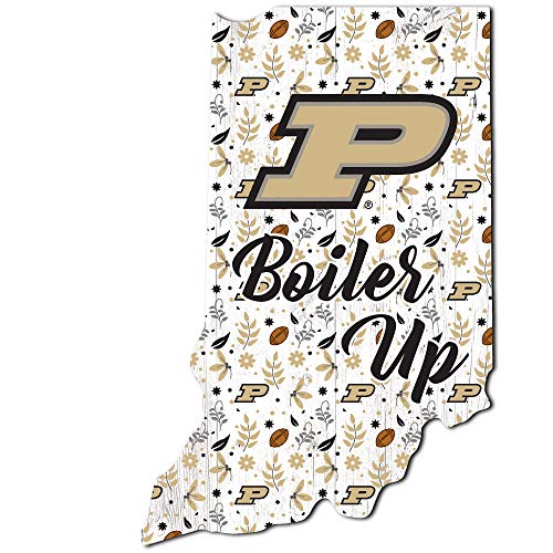 Fan Creations NCAA Purdue Boilermakers Unisex Purdue Floral State Sign, Team Color, 12 inch - 757 Sports Collectibles