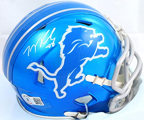 TJ Hockenson Autographed Detroit Lions Flash Speed Mini Helmet-Beckett W Hologram White - 757 Sports Collectibles