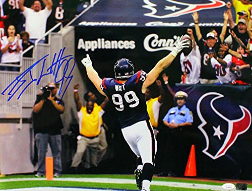 JJ Watt Autographed Houston Texans 16x20 Back View Horizontal Photo- JSA W Auth Blue - 757 Sports Collectibles