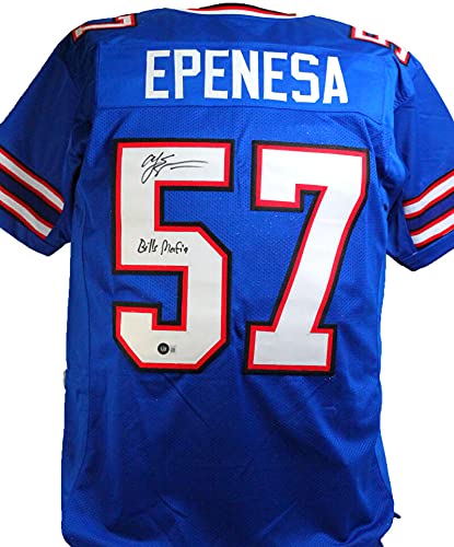 AJ Epenesa Autographed Blue Pro Style Jersey w/Bills Mafia- Beckett W Black - 757 Sports Collectibles