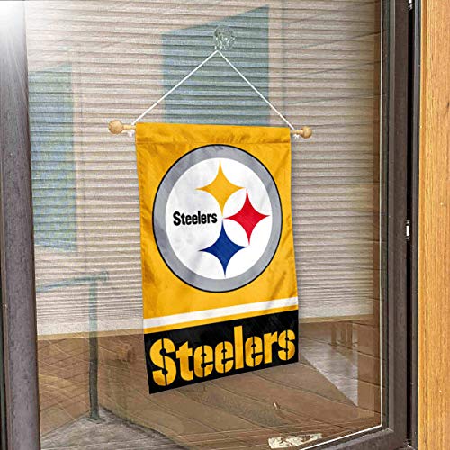 Pittsburgh Steelers Black and Gold Banner Window Wall Hanging Flag with Suction Cup - 757 Sports Collectibles