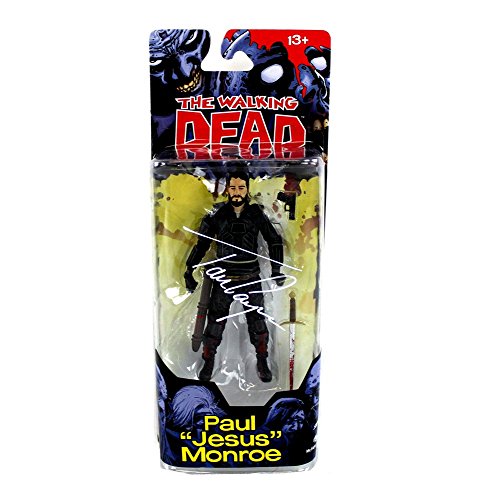 Tom Payne Autographed/Signed The Walking Dead Paul "Jesus" Monroe Action Figure with Gun & Sword - 757 Sports Collectibles