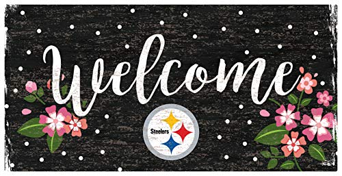 Fan Creations NFL Pittsburgh Steelers Unisex Pittsburgh Steelers Welcome Floral Sign, Team Color, 6 x 12 - 757 Sports Collectibles