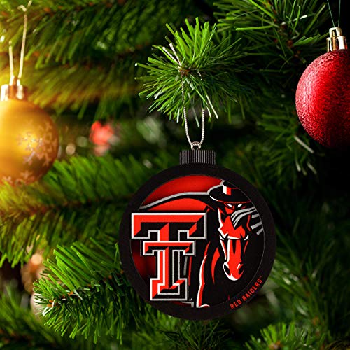 YouTheFan NCAA Texas Tech Red Raiders 3D Logo Series Ornament, team colors - 757 Sports Collectibles