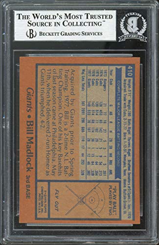 Giants Bill Madlock Authentic Signed 1978 Topps #410 Card BAS Slabbed - 757 Sports Collectibles