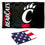 University of Cincinnati Bearcats 3x5 Flag and USA 3x5 Flag Set - 757 Sports Collectibles