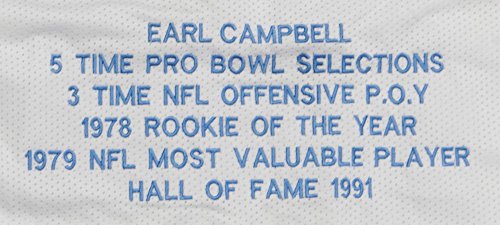 Earl Campbell Autographed White Pro Style Stat1 Jersey With HOF- JSA W Auth - 757 Sports Collectibles