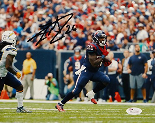 Lamar Miller Autographed Black Texans 8x10 Against Chargers Photo- JSA W Auth