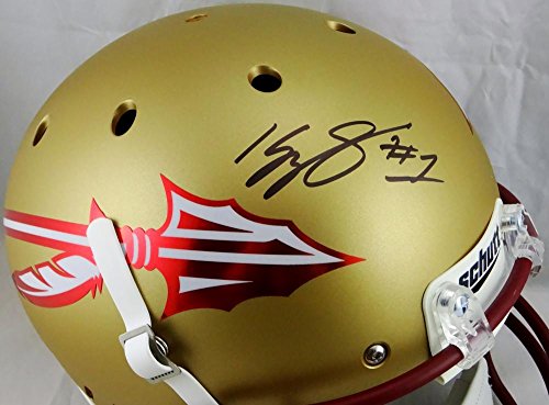 Kelvin Benjamin Autographed F/S Seminoles Gold Matte Schutt Helmet- JSA W Auth - 757 Sports Collectibles