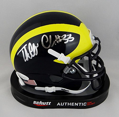 Taco Charlton Autographed Michigan Schutt Mini Helmet- JSA W Auth Silver
