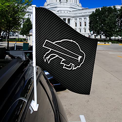 NFL Buffalo Bills Carbon Fiber Double Sided Double Sided Car Flag - 16" x 19" - Strong Pole - 757 Sports Collectibles
