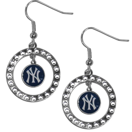 New York Yankees Earrings Hoop Rhinestone CO - 757 Sports Collectibles