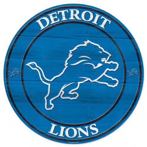 Detroit Lions Round Wooden Sign 19.75" - 757 Sports Collectibles