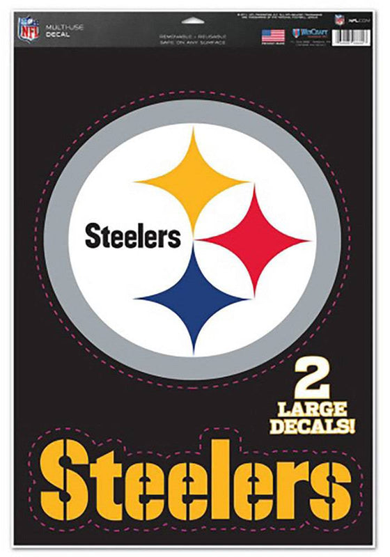 Pittsburgh Steelers Multi Use Large Decals (2 Pack) Indoor/Outdoor Repositionable - 757 Sports Collectibles