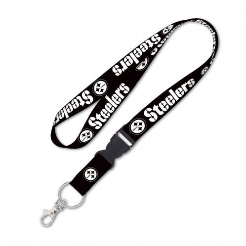 PITTSBURGH STEELERS BLACK -LANYARD W/DETACHABLE BUCKLE