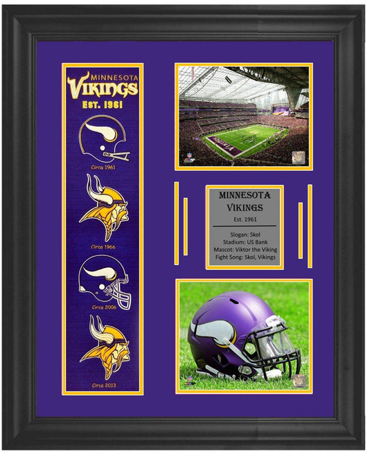 Minnesota Vikings Deluxe Framed Heritage Banner 24x35 - 757 Sports Collectibles