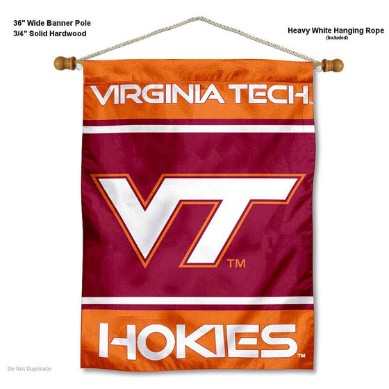 Virginia Tech Hokies Double Sided Banner and Wood Banner Pole Set - 757 Sports Collectibles