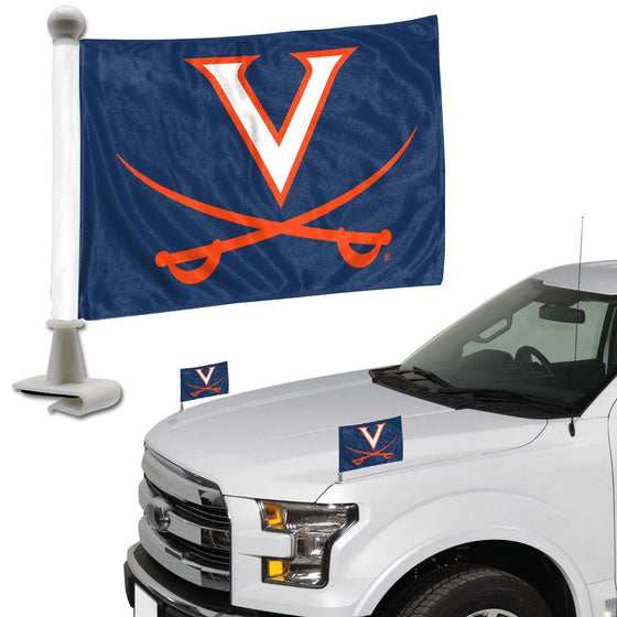 FANMATS 61934 Virginia Cavaliers Ambassador Car Flags - 2 Pack Mini Auto Flags, 4in X 6in, Perfect for Hood or Trunk - 757 Sports Collectibles