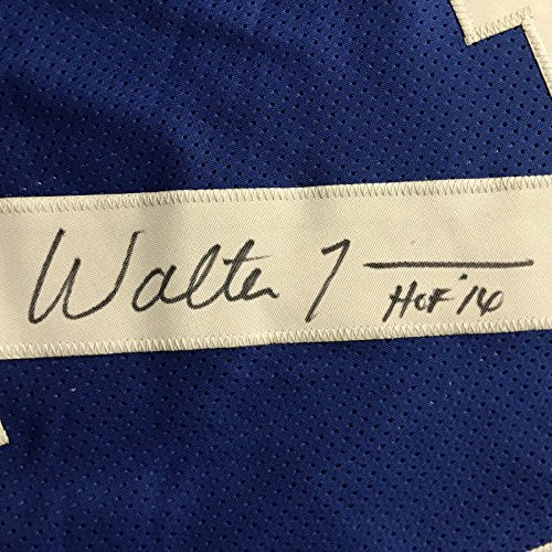 Framed Autographed/Signed Walter Jones"HOF 14" 33x42 Seattle Seahawks Blue Football Jersey JSA COA - 757 Sports Collectibles