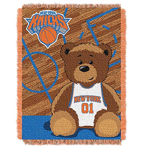 NORTHWEST NBA New York Knicks Woven Jacquard Tapestry Throw Blanket, 36" x 46", Half Court - 757 Sports Collectibles