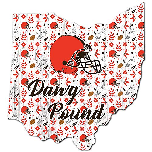 Fan Creations NFL Cleveland Browns Unisex Cleveland Browns Floral State Sign, Team Color, 12 inch - 757 Sports Collectibles