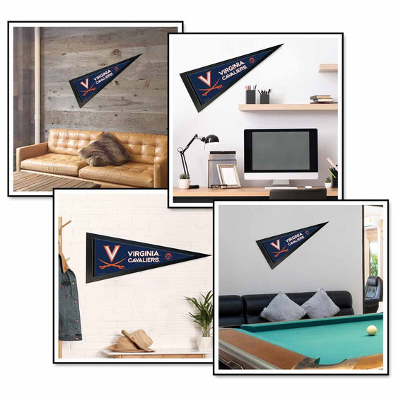 University of Virginia Cavaliers Pennant and Wood Pennant Frame - 757 Sports Collectibles