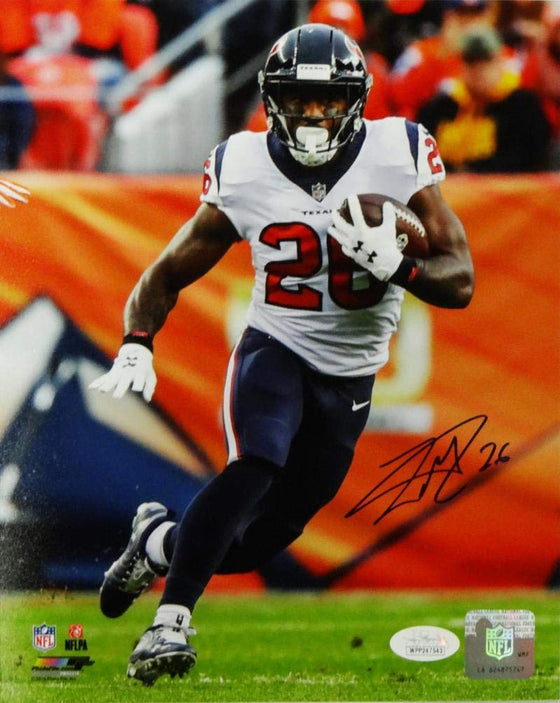 Lamar Miller Signed Houston Texans 8x10 Running vs Denver PF Photo- JSA W Auth - 757 Sports Collectibles