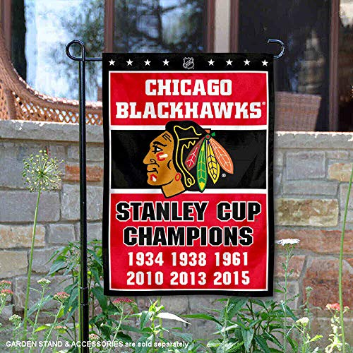 WinCraft Chicago Blackhawks 6 Time Stanley Cup Champions Double Sided Garden Flag - 757 Sports Collectibles