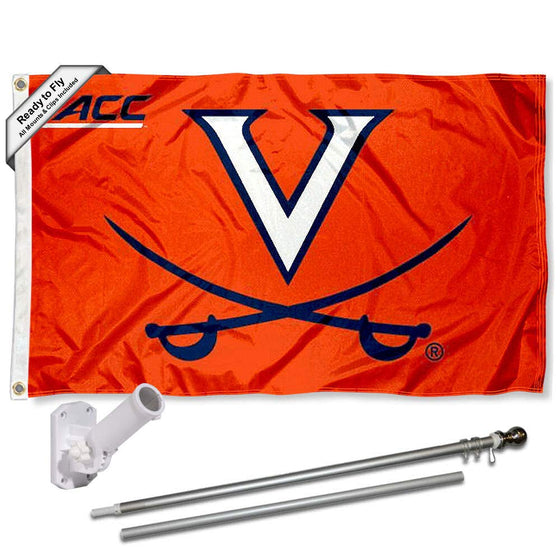 Virginia Cavaliers ACC Flag with Pole and Bracket Complete Set - 757 Sports Collectibles